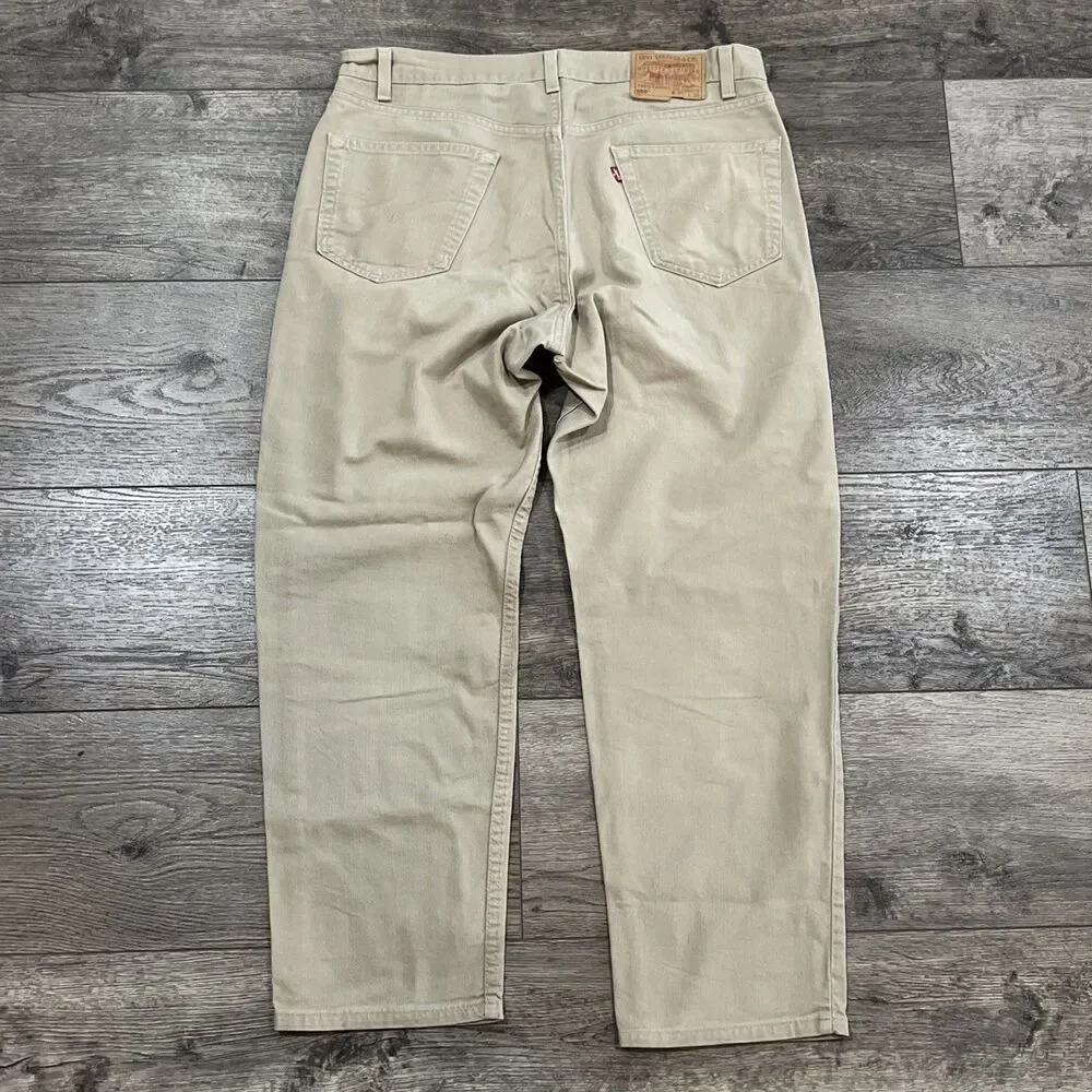 Vintage Y2K 90s Levi’s 550 Relaxed Fit Tan Jeans Men’s Size 36x30 Made In USA